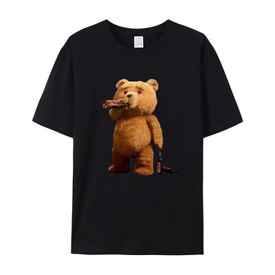 In The Summer of 2025 This Trendy T-shirt Features A Cute Ted Bear Drinking Beer It's Loose and Versatile for Both Men and Women