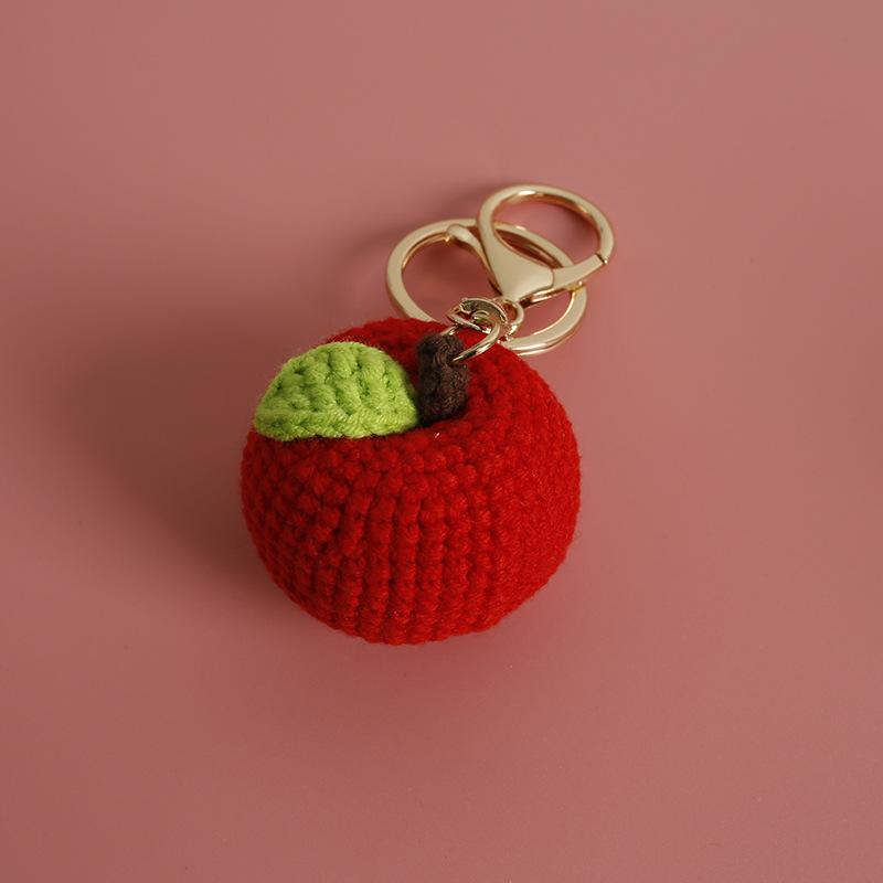 Cute Fruit Series Crochet Keychain Handmaking Knitted Fruit Keyrings For Bag Pendant Keychain Custom Accessories