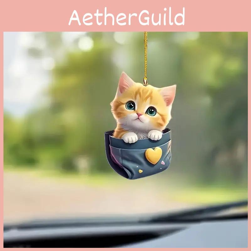 Charming Acrylic Cat Figurine For Quirky Home Decor And Fun Car Accessories