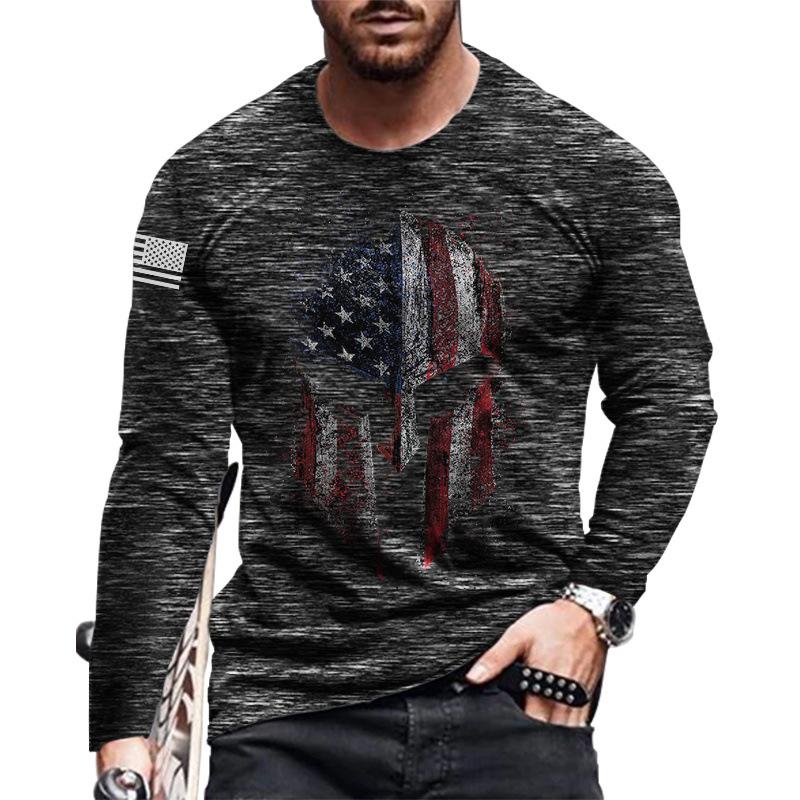 Autumn and Winter T-shirt New Men's Fashion Long Sleeved O-neck 3D Digital Printed Logo Versatile Casual Men's Top