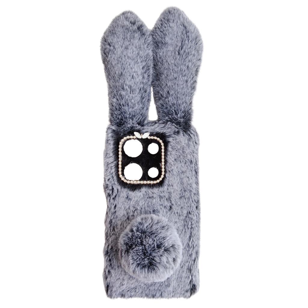 Für Xiaomi Redmi Note 13 Pro 4G/Poco M6 Pro 4G TPU Hülle 3D Hasenohren Felliger Pompon Rückseite Handyhülle