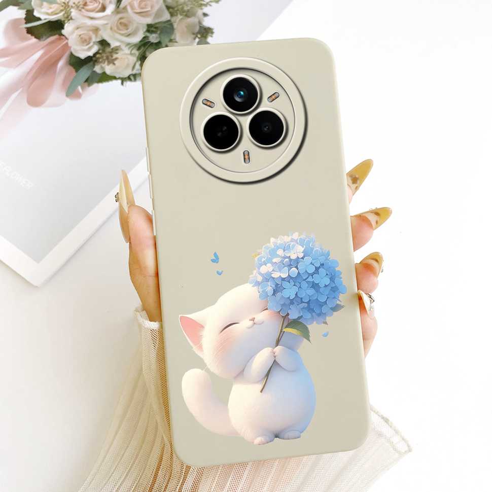 Für Oppo Realme 14 Pro 5G Hülle Neue Katze Blume Weiches Silikon Cover Für Realme 14Pro 14 Pro 5G Handyhülle Stoßfeste Capa