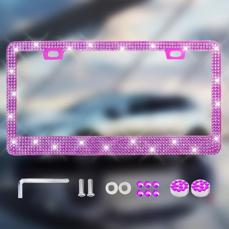 NEW 1/2PCS 31*16cm Bling Crystal License Plate Frame Women Rhinestone Car License Plate Frame Cover Holder Car Accessories