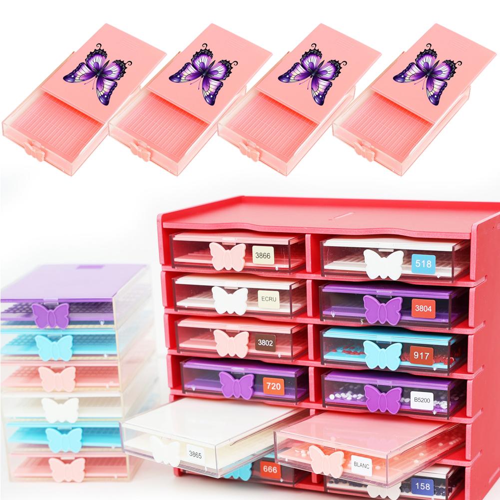 4 Stück/Set Diamantmalerei Tablett DIY Diamantenmalerei Aufbewahrung Perlen Sortierfach Behälter Platzierung Bohrerplatte Pinsel Organizer