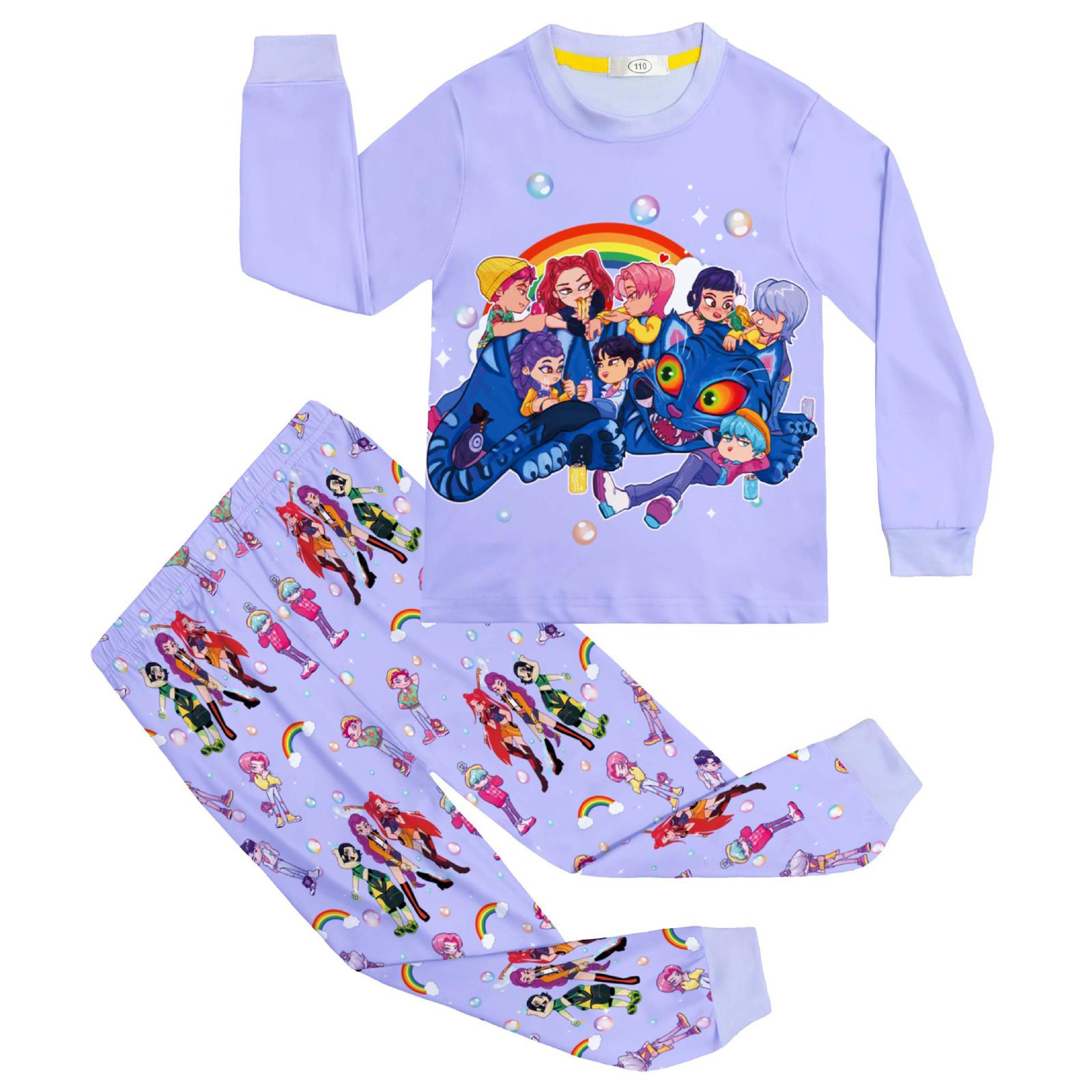 

Детский модный костюм юбка топ с круглым вырезом и длинными рукавами брюки 120 фиолетовый