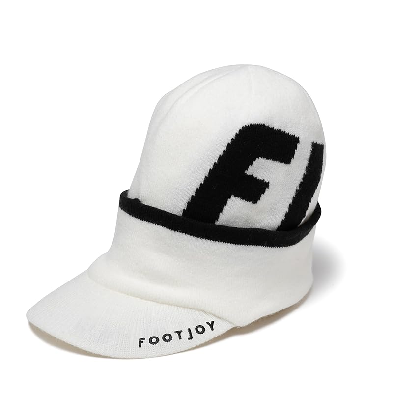 

[Footjoy] knit cap big logo brim beanie men s white