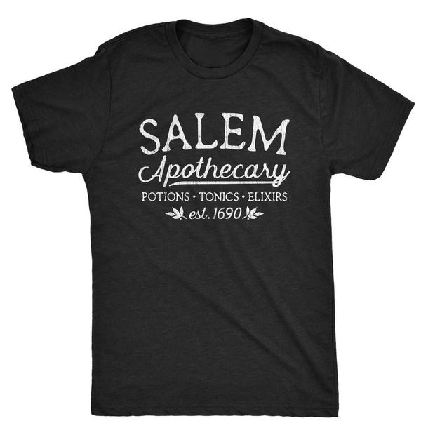 Men s Salem Apothecary T Shirt Funny Halloween Witch Graphic Novelty Tee S