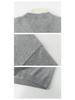 Men's Gray Korean-Style V-Neck Knitwear: Light Luxury, Fake Two-Piece Buttoned High Neck Long Sleeve Sweater Pullover.