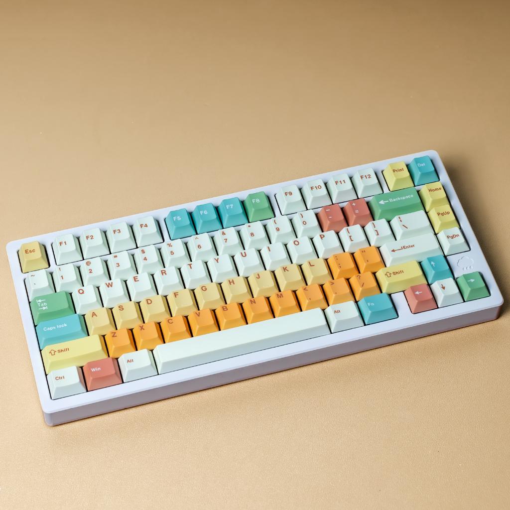 Cherry Keycap PBT Macaron Color Russian French Korean Japanese Keyboard Keychain Compatible with MX Switch Mechanical Keyboard
