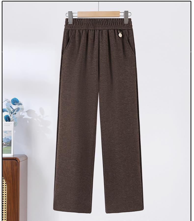 Women's Autumn/Winter High-Waisted Elastic Wool Trousers - Plus Size, Stylish & Loose Fit for Middle-Aged and Elderly Moms (2025 Collection)