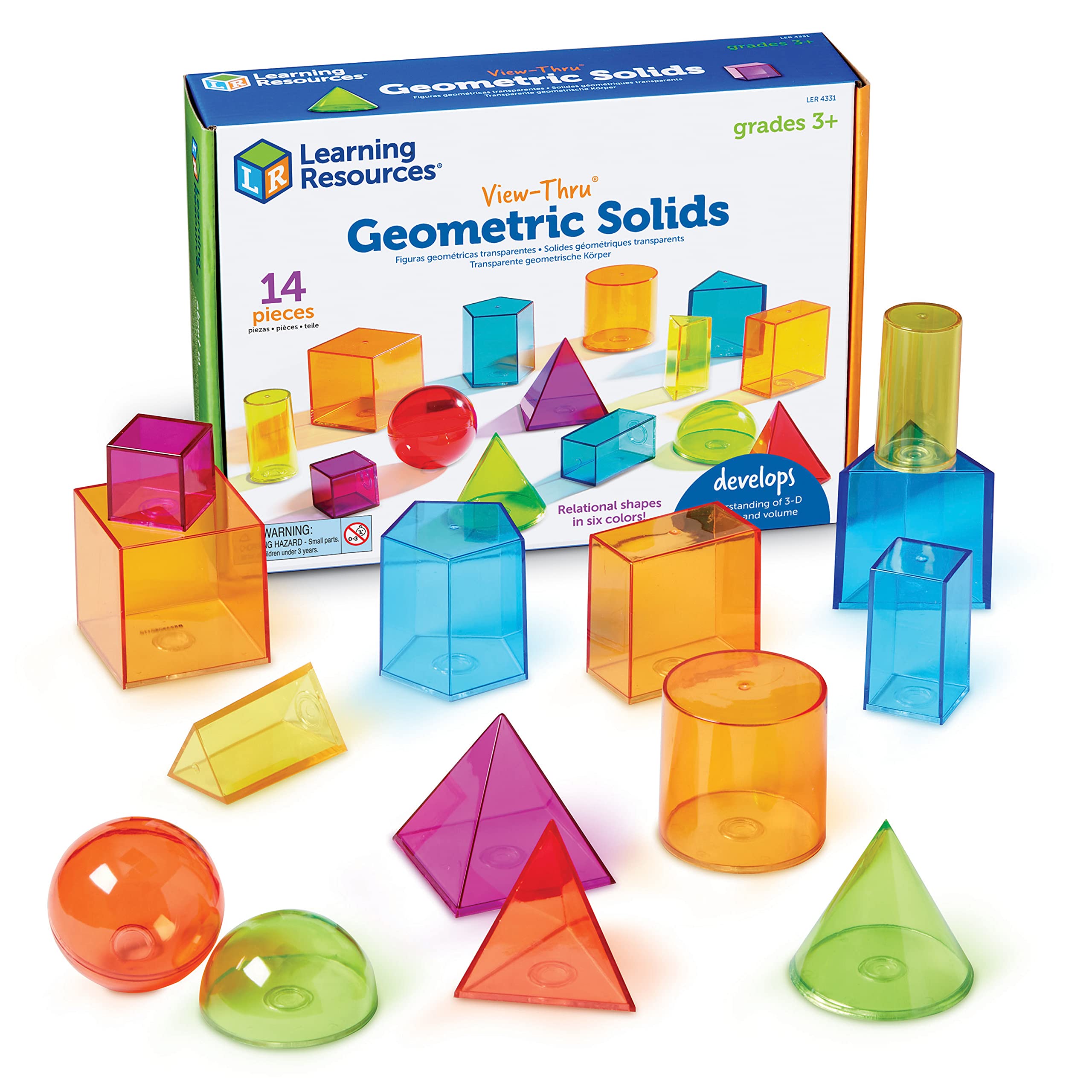 

Learning Resources View-Thru(R) Geometric Solids, Transparent 3D Shapes, LER 4331