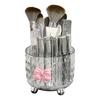 Makeup Brush Storage Box with Rotating Grid Design Large Capacity Cosmetic Storage Bin