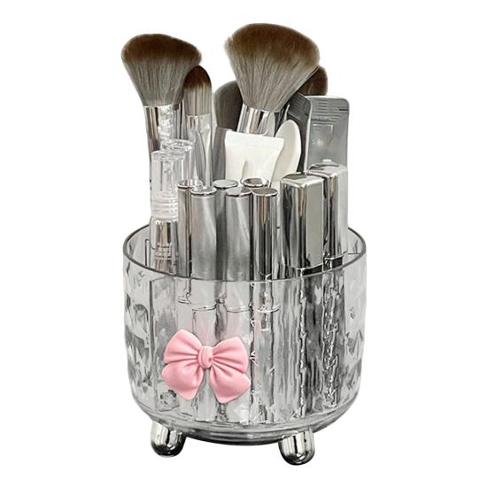 

Makeup Brush Storage Box with Rotating Grid Design Large Capacity Cosmetic Storage Bin for Bedroom And Bathroom B