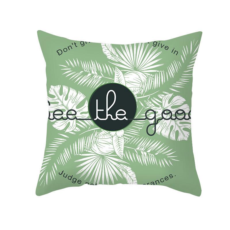 Ins Pillow Cover Nordic Summer Green Plants Office Waist Backrest Home Decoration Pillow Cover Ins Style