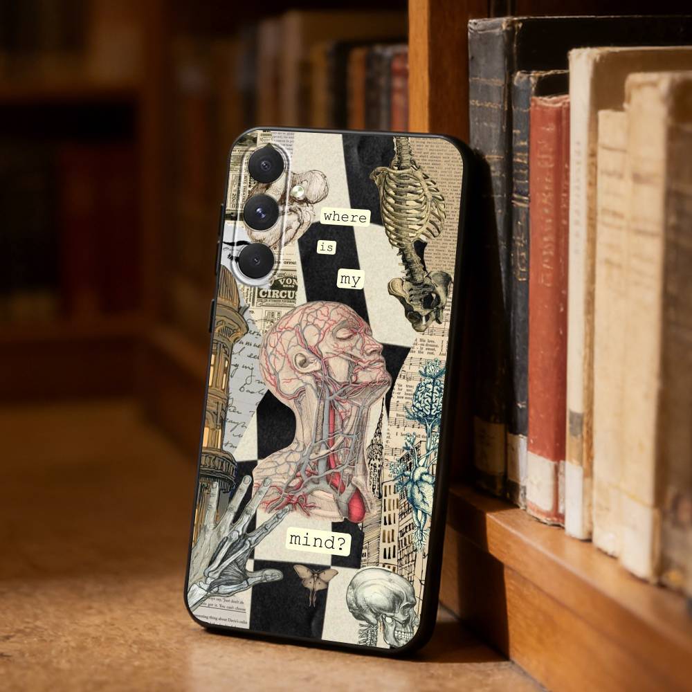 Medical Art Medicine Collage  Phone Case For Samsung S26,S25,S24,S23,S22,S21,Ultra,Plus,FE Black Soft Cover