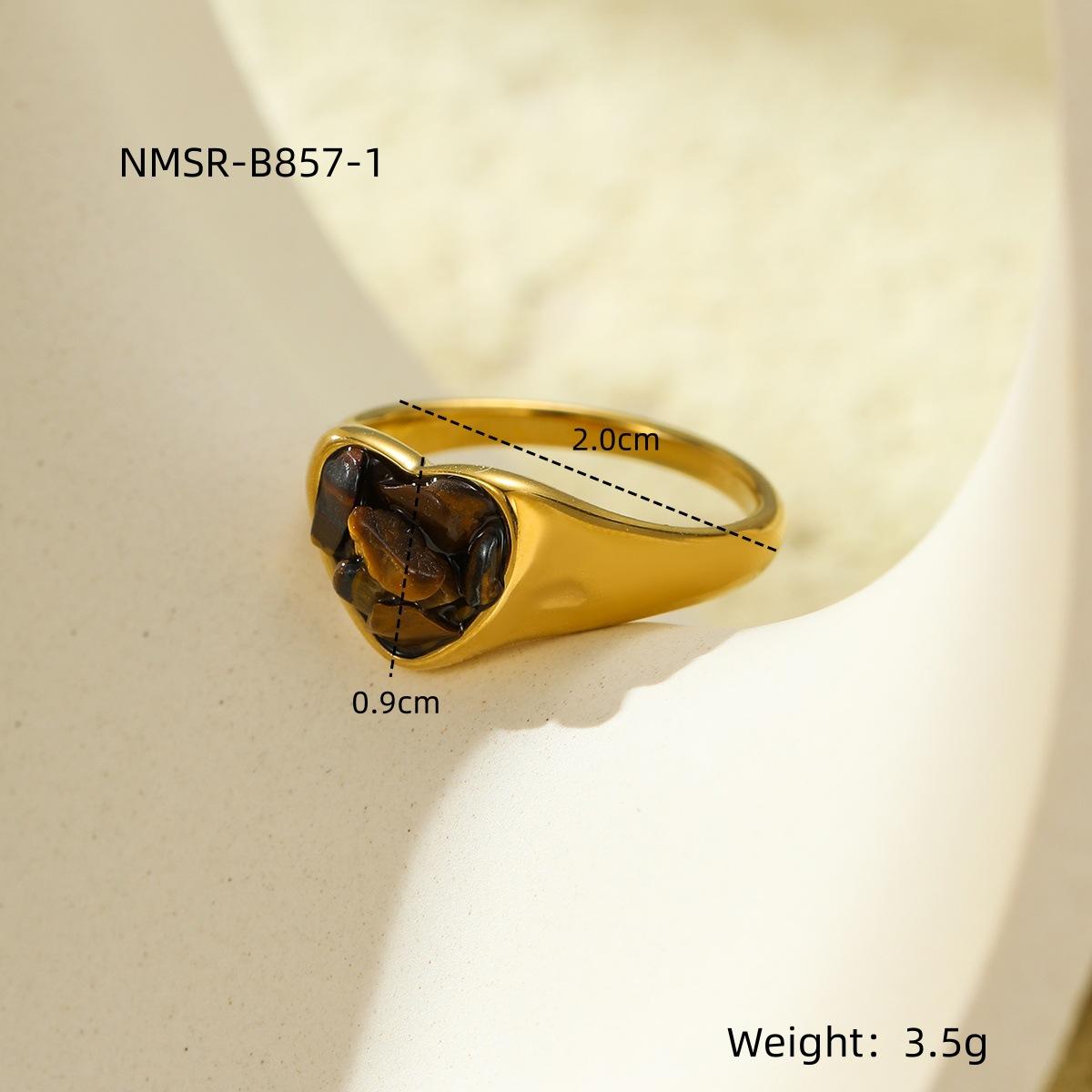 GEMCHIC Women s Heart Shape Natural Stone Stainless Steel Ring