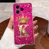 Phone Case For Tecno Spark 50 Bumper Transparent TPU Shockproof Soft Casing Crown Lucky Initial Letter Pattern Couple Shell