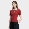 Fila Heritage Vintage Casual Versatile Fashion Woven Polo Knit Sweater Women Tops Red F11W628411FRD