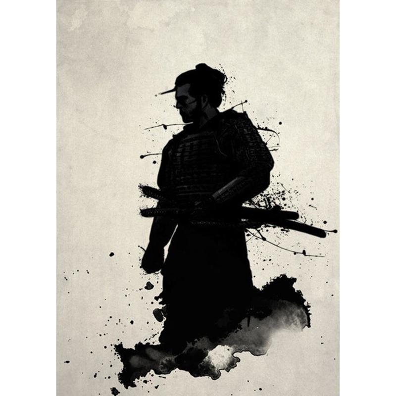 Abstraktní malba na plátně japonských samurajů Moderní plakáty a grafiky Quadros Nástěnné obrazy do obývacího pokoje Nástěnná dekorace Cuadros