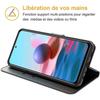 Case and Tempered Glass - E.F.CONNECTION - for Redmi Note 10/10S - Black Leather Effect - Shockproof - Scratchproof