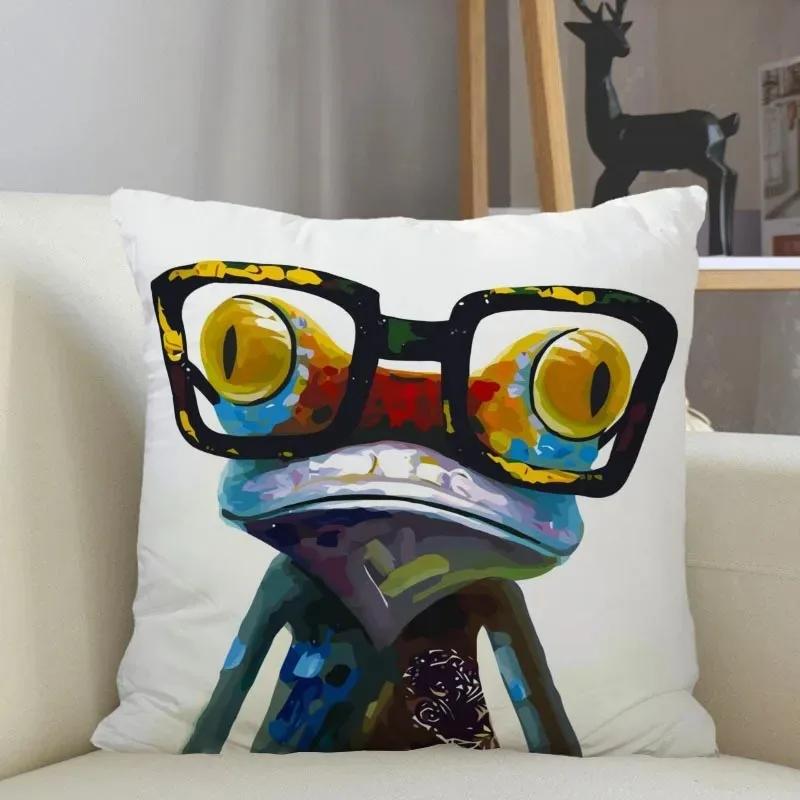 Funny Frog Series Animal Throw Pillow Cover With Short Plush Print For Living Room Sofa Decoration Cushion Cover Pillow Covers