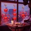 Homeleo 3-Pack Red Heart Window Lights for Valentine's Day Decor, Romantic Heart Shaped Hanging Lights w/Suction Cup for Wedding Anniversary Party