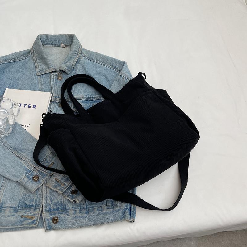 Corduroy Bag Large Capacity Tote Bag Women's Shoulder Bag Student Class Big Bag