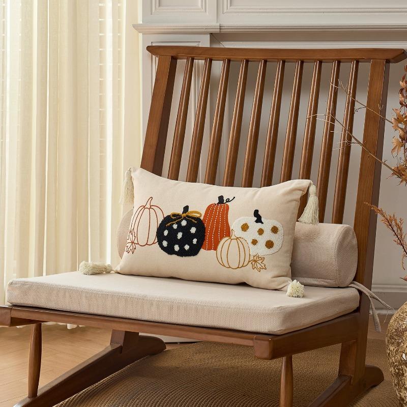 Autumn Themed Pillow Covers Vibrant Pumpkin & Maple Leaf Pillow Covers Cushion Cases for Thanksgiving, Living Room and Garden