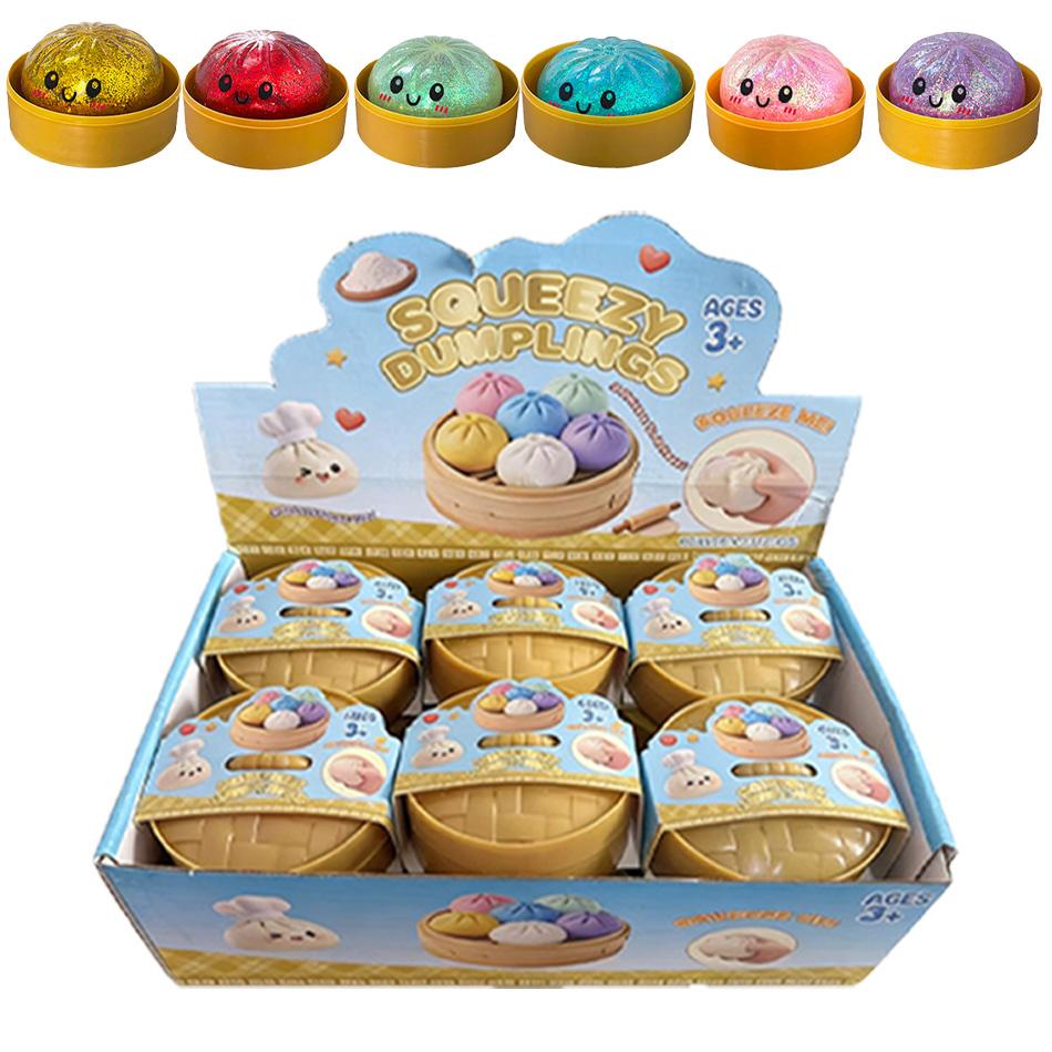Glitzer Teigtasche Squishies Spielzeug Bun Baozi Teigtasche Mystery Box Buntes Essen Squishy Sensorisches Fidget Spielzeug Anti Stress Knetball