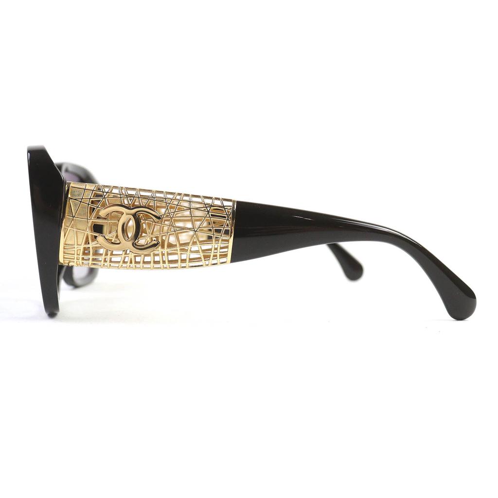 Excellent CHANEL COCO Mark Square Shape Eyewear Sunglasses Current Model Black 5532-A Used