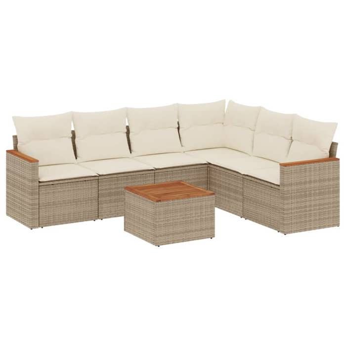 VidaXL Salon de jardin avec coussins 7 pcs beige résine tressée 3226009