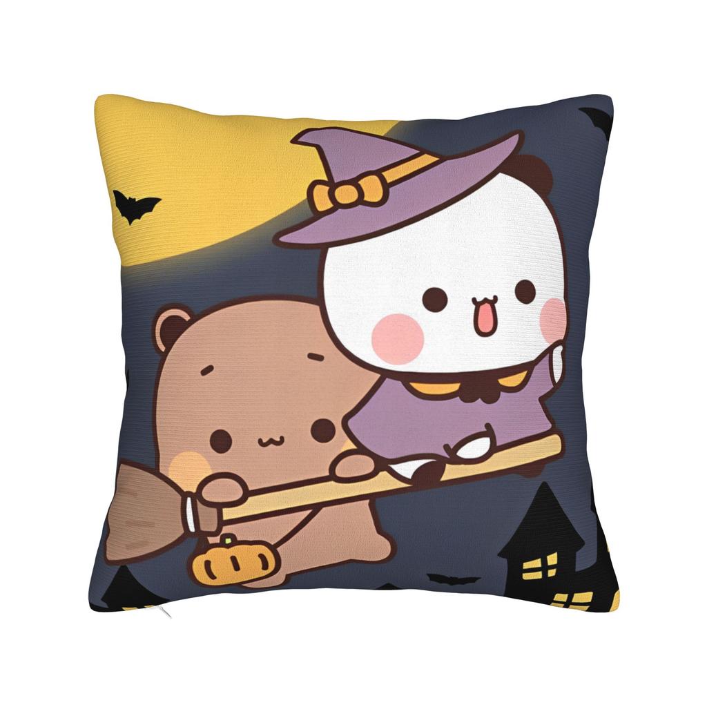 Bubu and Dudu Square Pillow Case Panda And Brownie Bear Couple Cushion Cover Awesome Decorative Pillowcase for Sofa