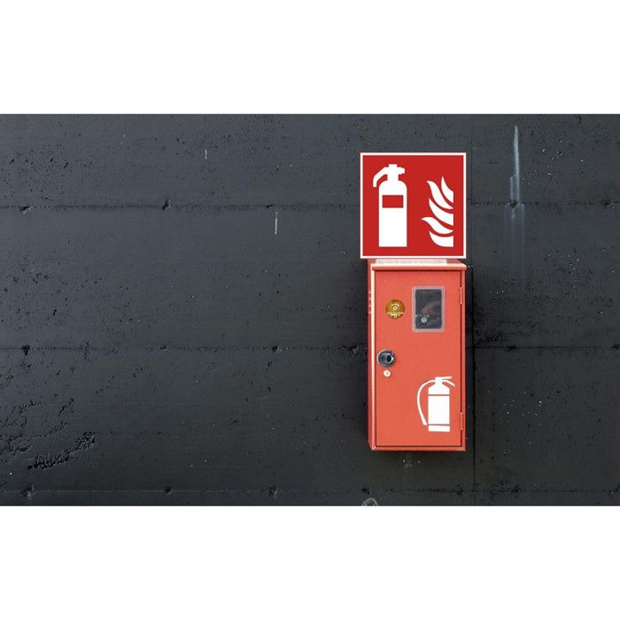 Signalétique adhésive - Extincteur - Incendie - 10x10cm - Rouge/Blanc - PVC