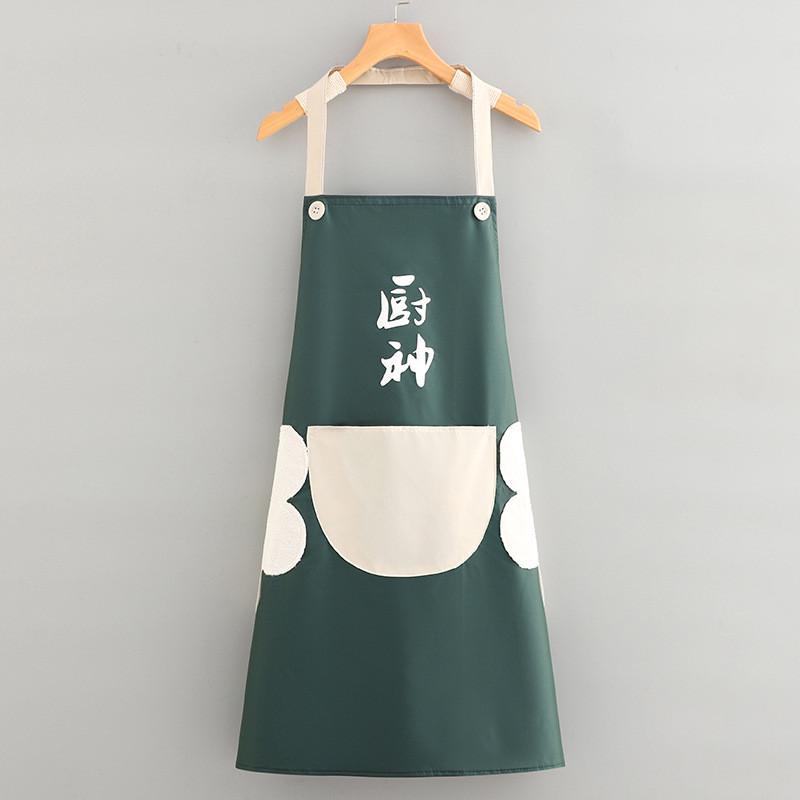 Chinese Chef Foodie Character Print Apron Oil Resistant Stain Proof Big Pocket