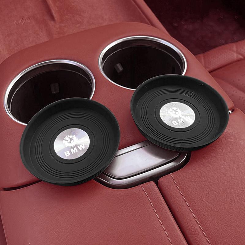 2Pcs Car Coasters Silica Gel Water Cup Mats For BMW F30 F10 E90 E46 E60 E70 E39 E62 E93 GT G30 Auto Interior Watercup Slot Pad