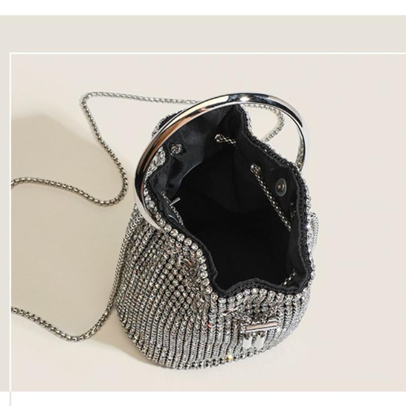 Fortschrittliche, voll besetzte Diamant-Eimerhandtasche für Damen 2026 Neue modische Umhängetasche, Nischen-Diamantketten-Handtasche