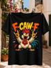 F Caw F Rock Chicken Wild Colorful Comic Illustration Tee With A Screaming Rooster Making Rock Hand  Unisex All Tshirt