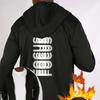 Modern Geometric Logo Fleece-Lined Hooded Zip-Up Jacket, Windproof Durable Warm, Casual Versatile Coat