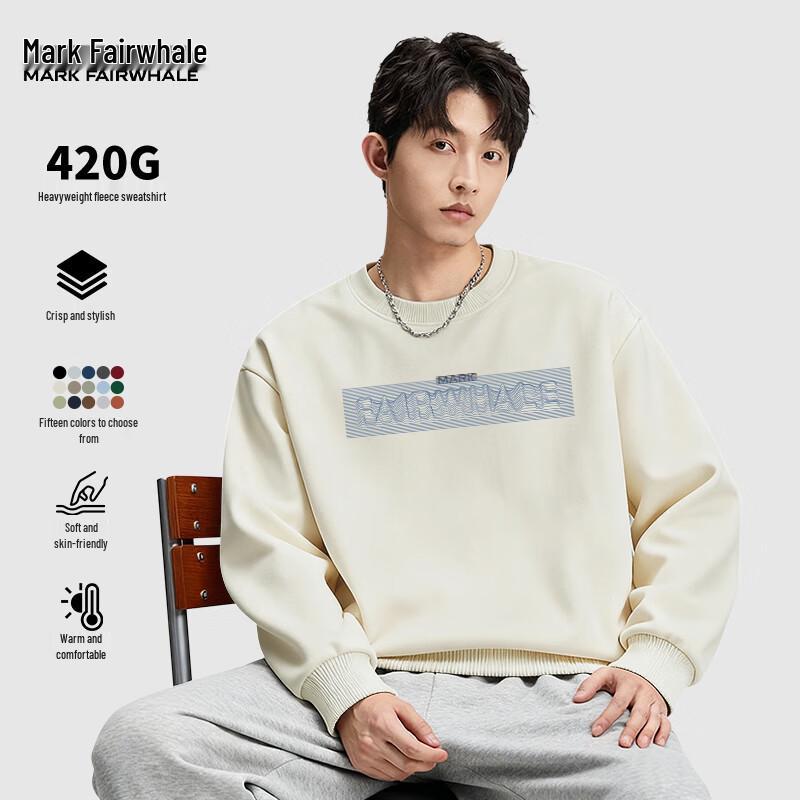 Mark Fairwhale Men's Fleece Lined Loose Fit Round Neck Sweatshirt