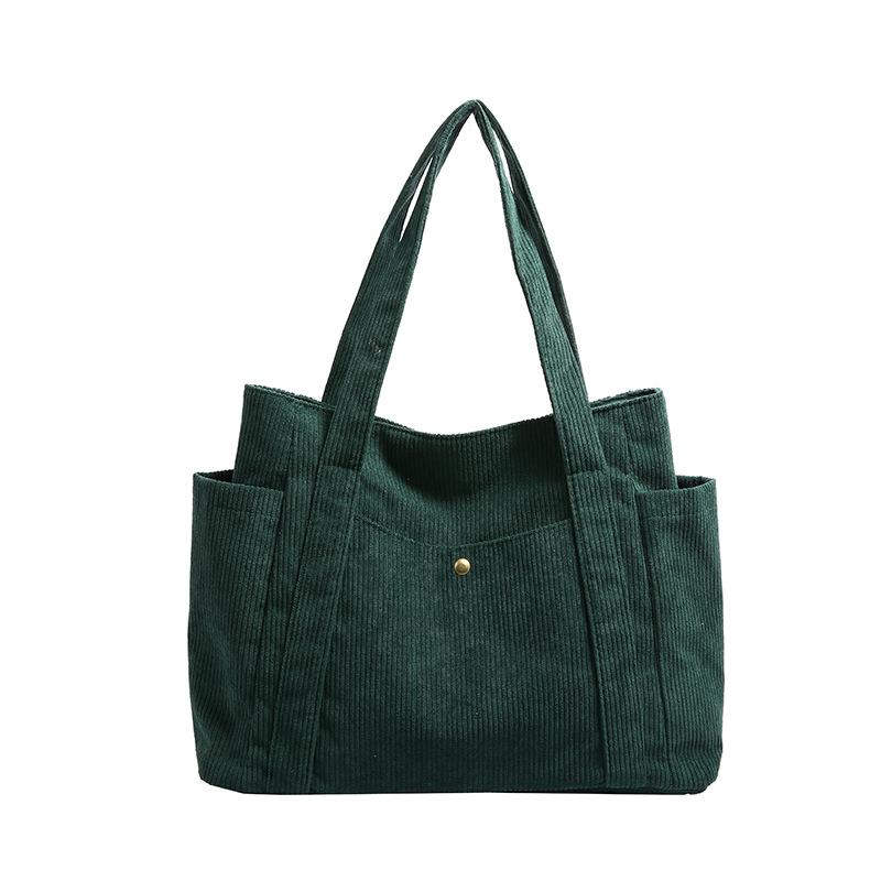 Autumn and winter large-capacity bag women's 2025 new Korean version corduroy tote bag college students commuting shoulder bag