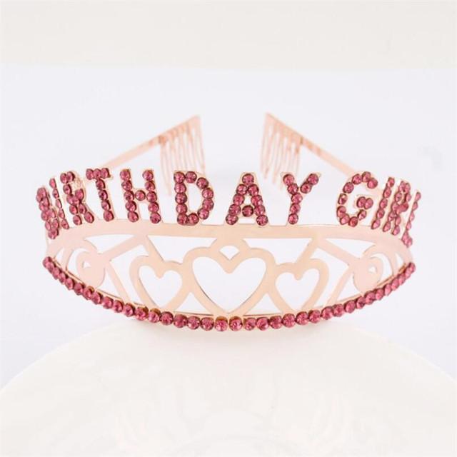 

Золотые цвета Стразы Буквы День рождения Девочки Ободки Металлические Диадемы и Короны Украшения для волос Украшения для головы для девочек