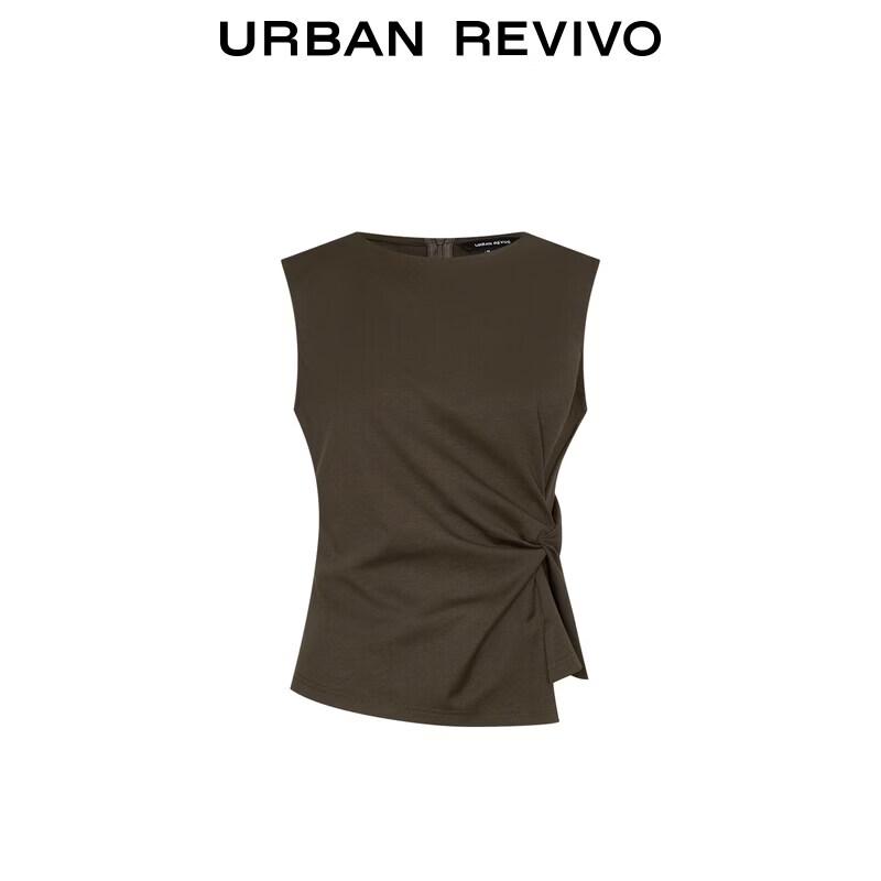 UR 2026 Spring Elegant Sleeveless Twist-Waist T-shirt