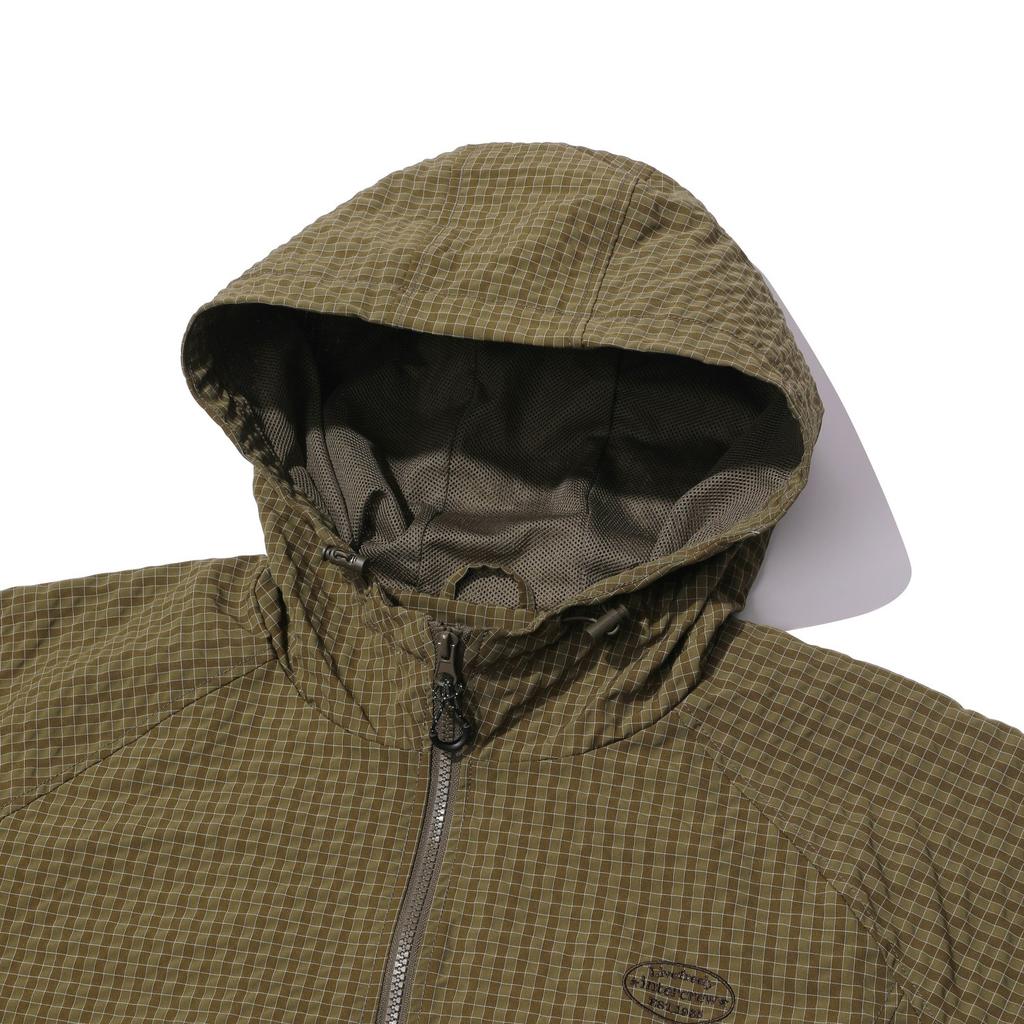 INTERCREW Check Hooded Windbreaker Jumper Brown Ita3Uj32Abr