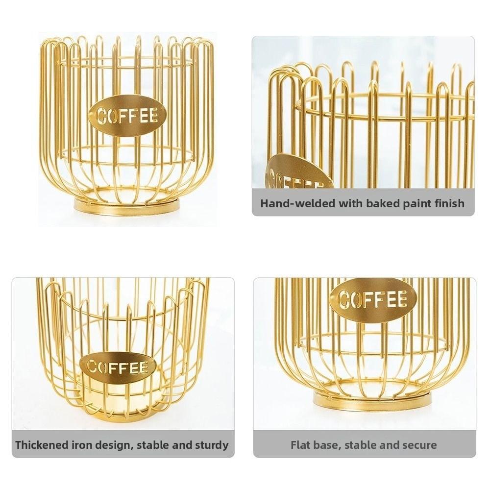 Iron Coffee Capsule Storage Basket Large Capacity Household Coffee Pod Holder Irregular Shape Coffee Creamer Container