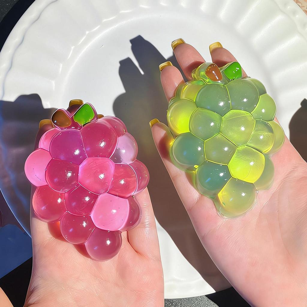 Soft Realistic Grape Shape Squeeze Toy Calming Pocket-Sized Squeeze Toy for Boys Girls Children Students Adults Classroom Home
