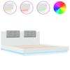 Bed Frame with Headboard and LED Lights White 160 X 200 Cm