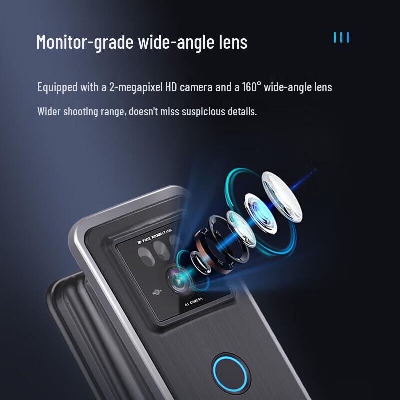 Gopai G6S Smart Fingerprint Lock with 3D Face Recognition CN plug (adapter included)
