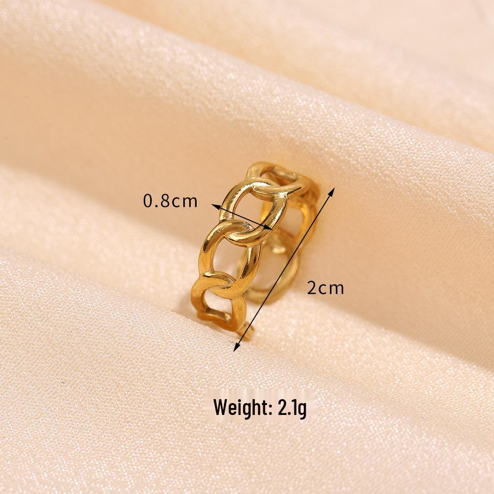 Adjustable Minimalist Geometric Open Stainless Steel Women's Ring - Gold-Plated, Hydraulic Vacuum Finish