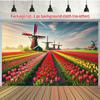 2D Holland Tulip Windmill Landscape Backdrop Nature Scenery Photo Background