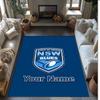 NSW Blues logo Crystal Velvet Rug, Custom Name Text Personalized Non‑Slip Floor Mat for Home Decor Gift